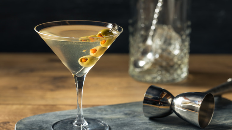 Dirty martini with olives
