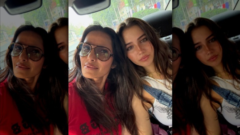 Padma and Krishna Lakshmi posing for a selfie