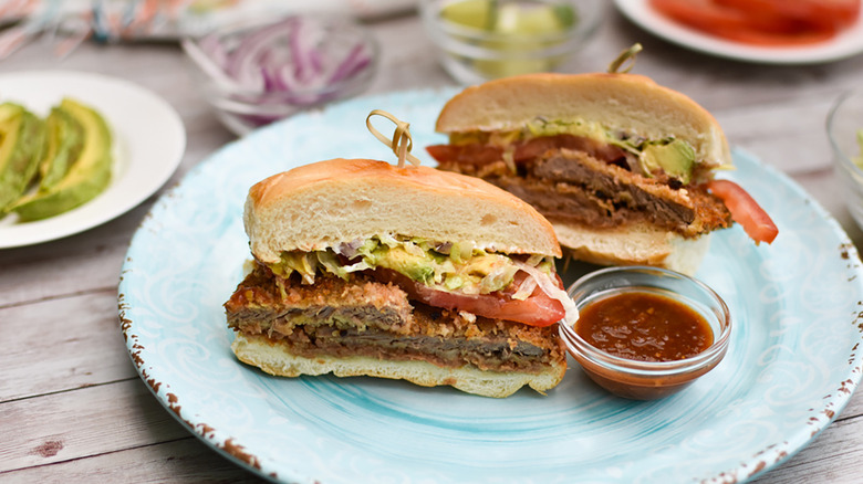 Torta sandwich on plate