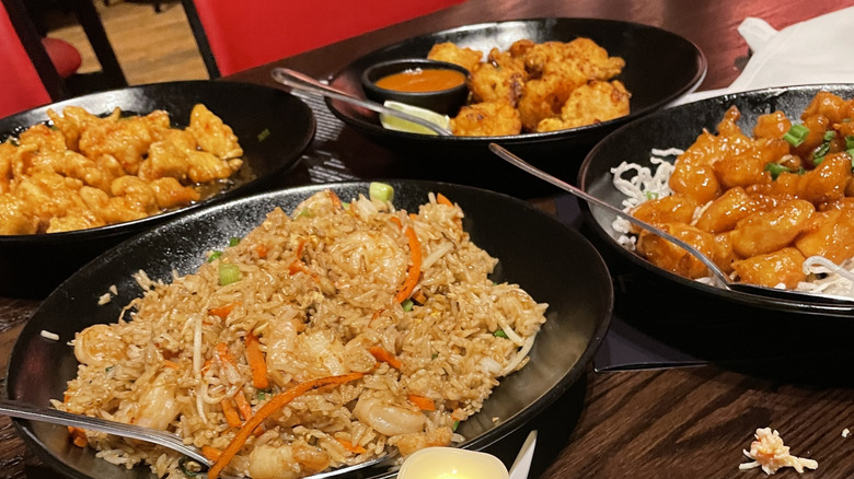 Table of P.F. Chang's food