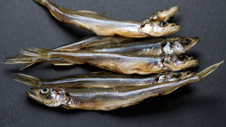Closeup of whole candlefish