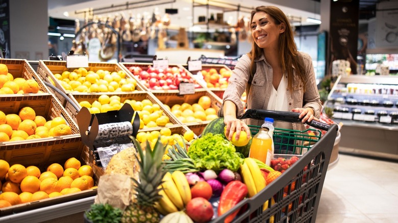 Woman shopping in produce section