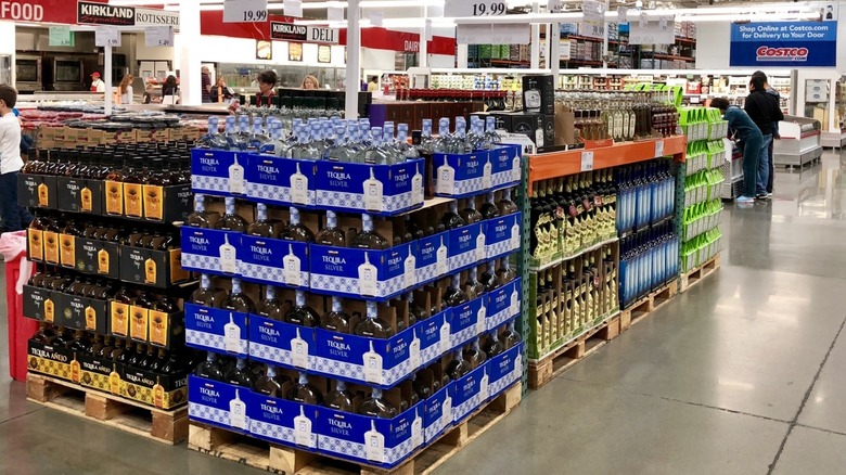 Kirkland brand spirits inside a Costco store