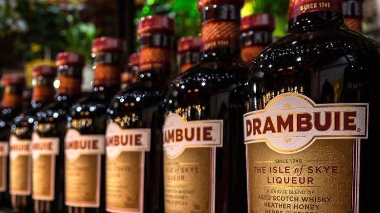 bottles of Drambuie on shelf