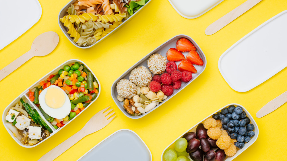 Selection of healthy bento box lunches