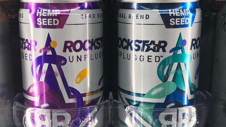 Hemp Seed Rockstar cans on shelf 