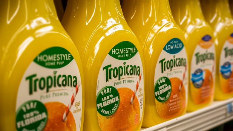 Tropicana orange juice bottles