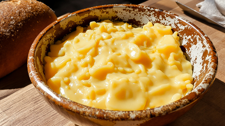 Bowl of soft scrambled eggs