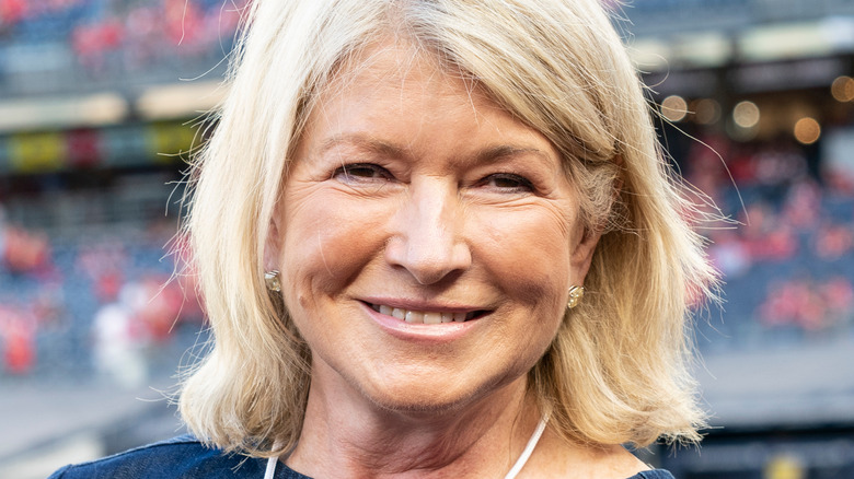 Martha Stewart smiles at football game