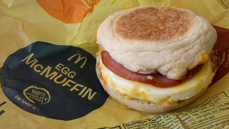 McDonald's egg McMuffin on wrapper