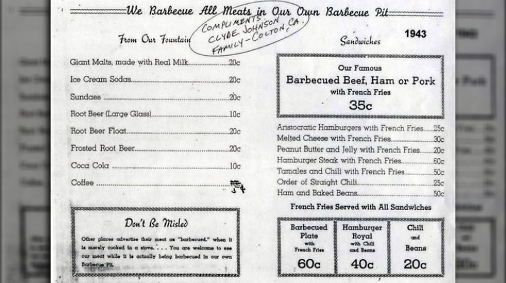 McDonald's menu 1940s