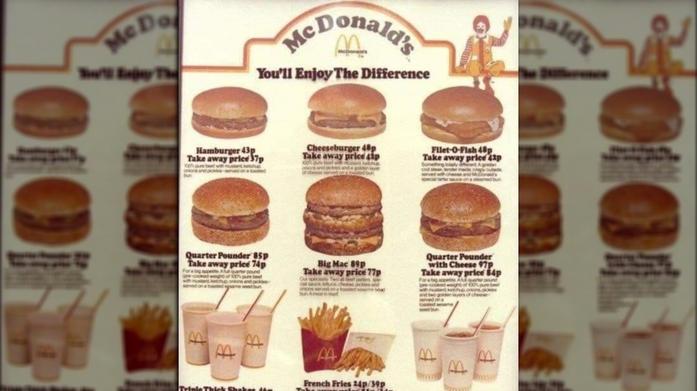 Mcdonald's menu