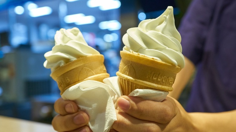 A duo of McDonald's soft serve cones