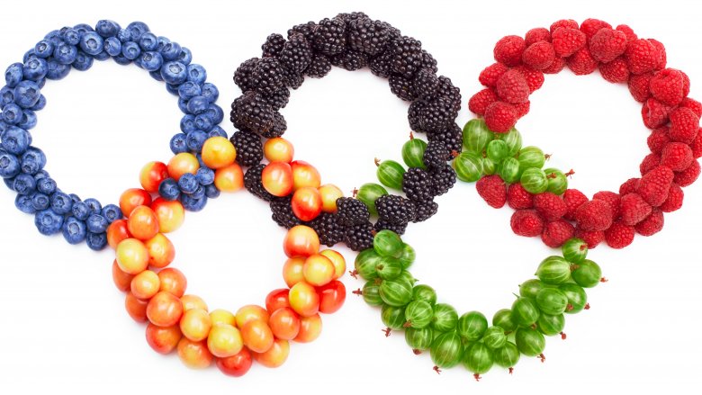 olympic rings made of fruit