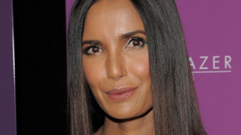 Padma Lakshmi wearing light blue eyeshadow