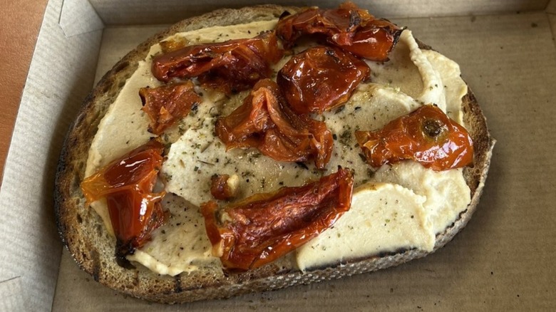 Box of Dunkin' hummus toast