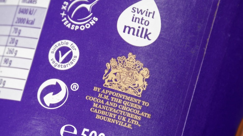 Royal Warrant from Queen Elizabeth II on Cadbury Chocolate
