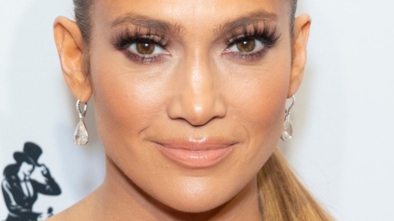 J. Lo with slight smile on the red carpet