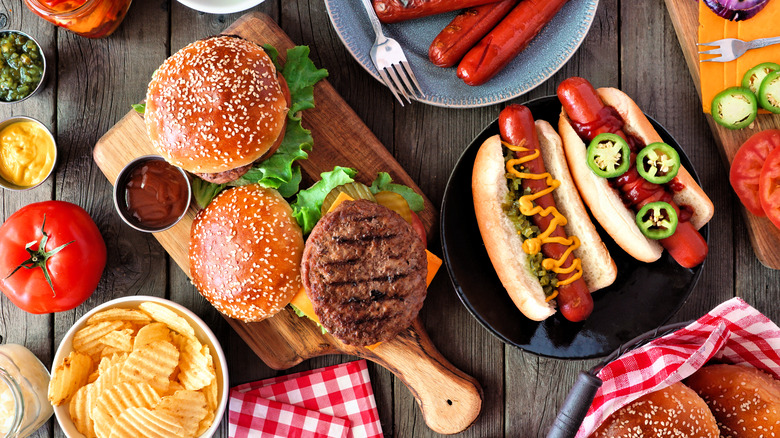 Outdoor barbecue spread