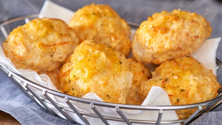 Basket of cheesy biscuits