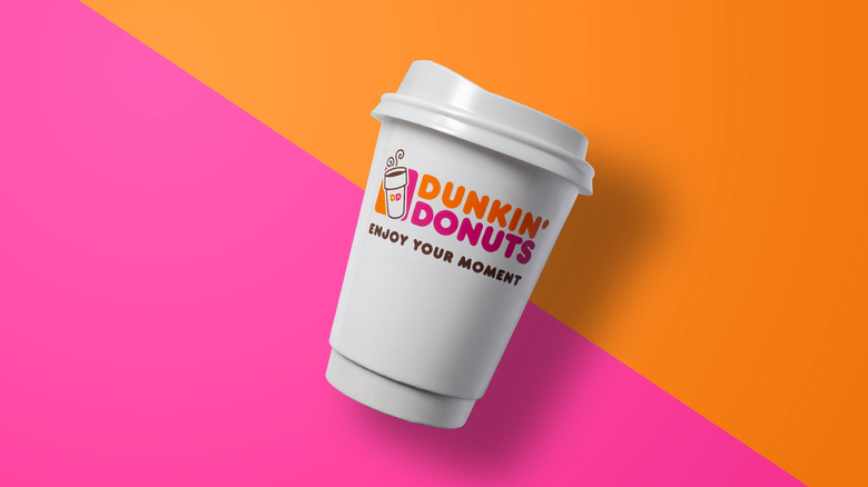 A Dunkin' coffee cup