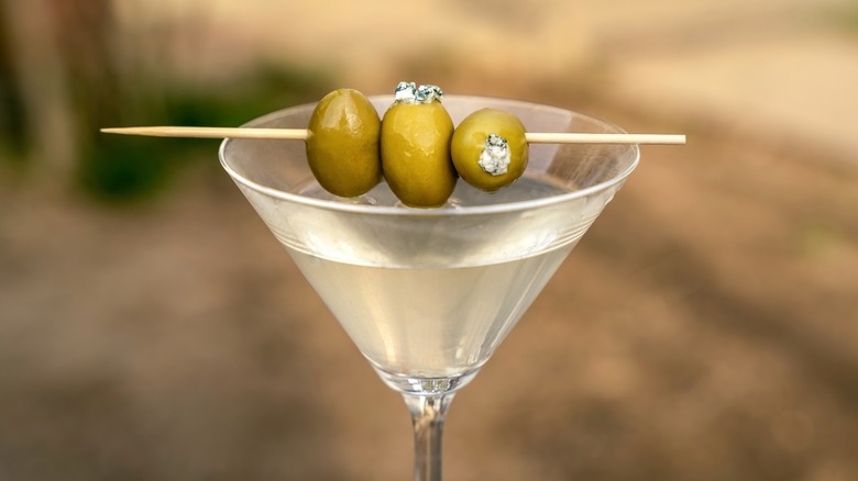 Dirty martini with olives