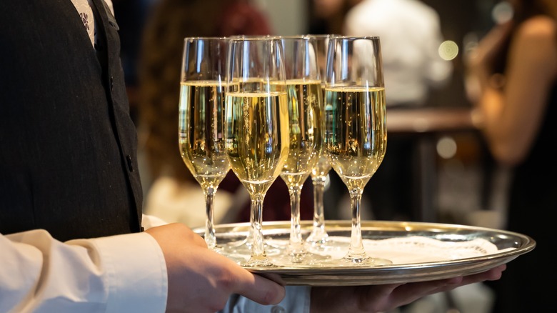 A plate of sparkling wine