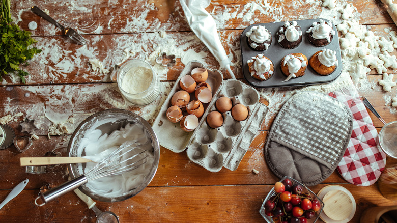 messy baking station