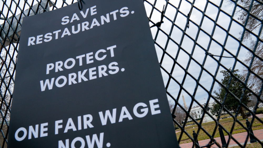 Protest sign from minimum wage rally