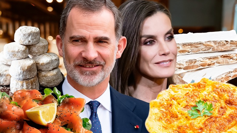 Spanish royal family surrounded by food