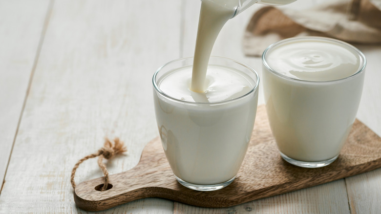 Kefir poured into a glass