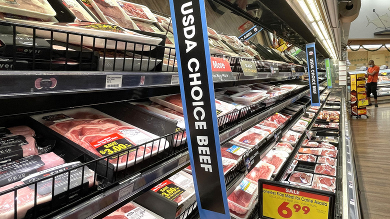 meat aisle grocery store, USDA beef