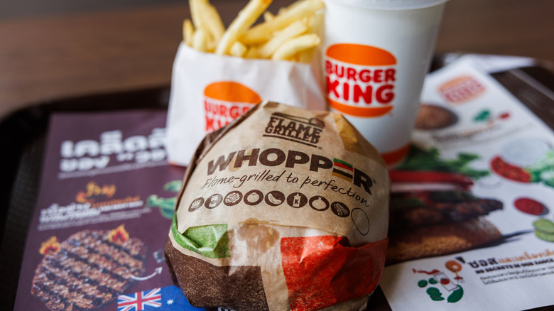 A Burger King Whopper with fries and a drink