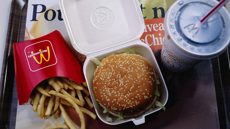 A Big Mac with fries and a soda