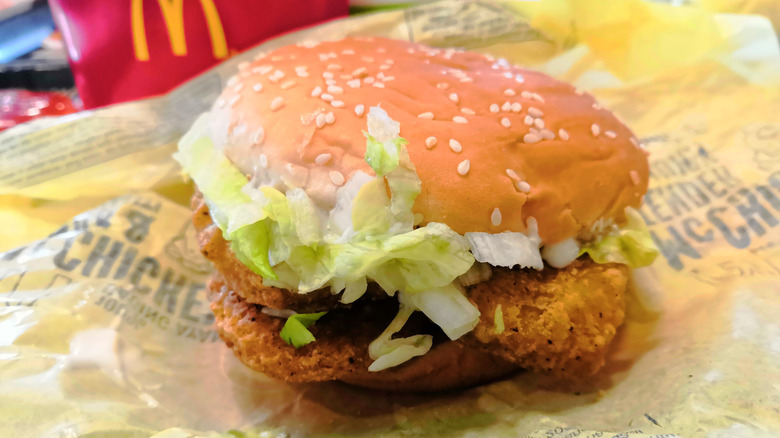 McChicken sandwich with lettuce from Mcdonald's