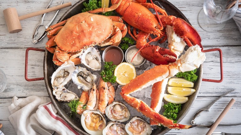 Seafood platter crab, lobster, oysters