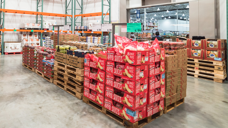 produce with white and green labels