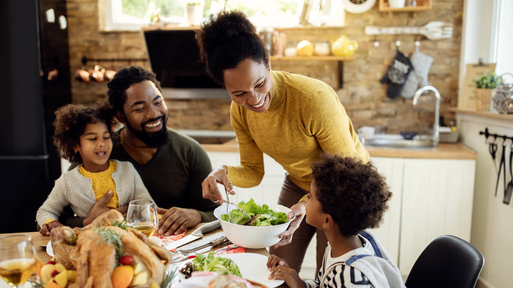 a family having a meal together