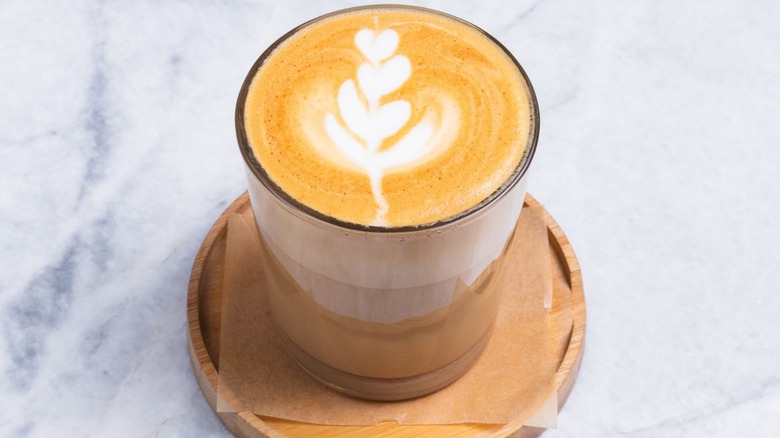 cortado on marble counter