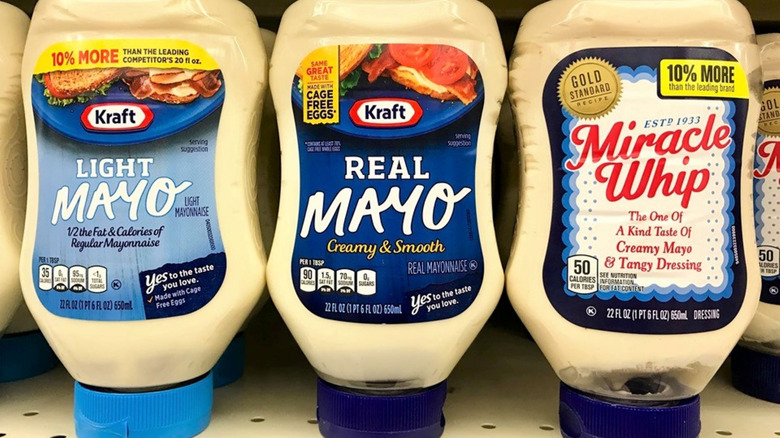 Various Kraft mayonnaise products on shelf