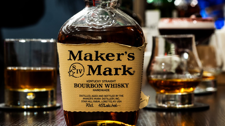 Close up of Maker's Mark bottle