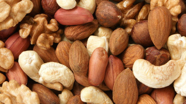 A close-up shot of mixed nuts
