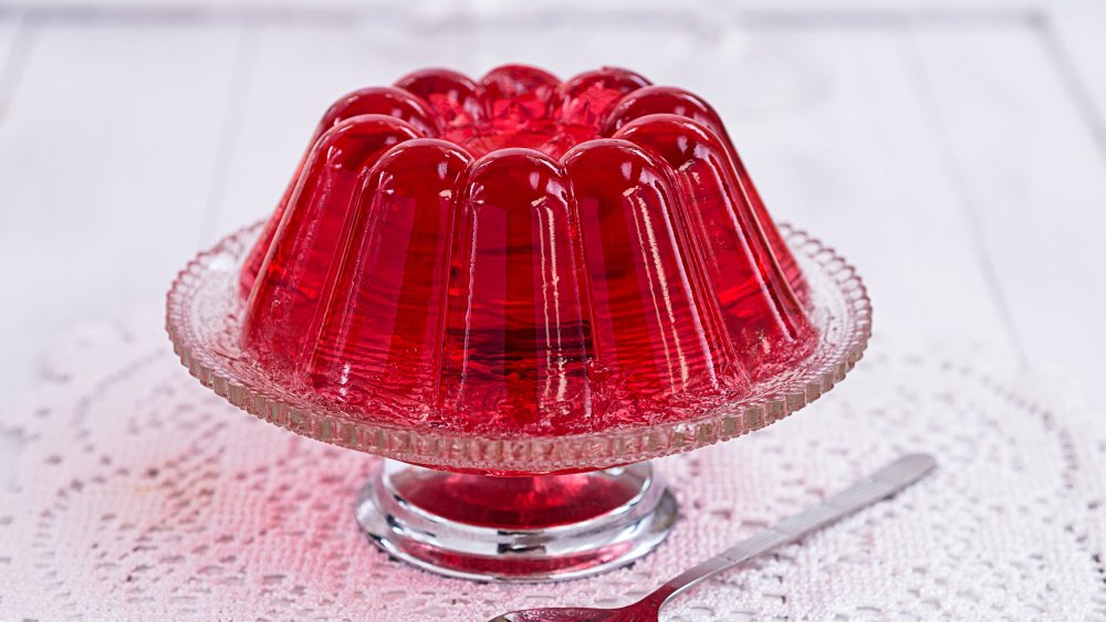 Red Jell-o mold on plate
