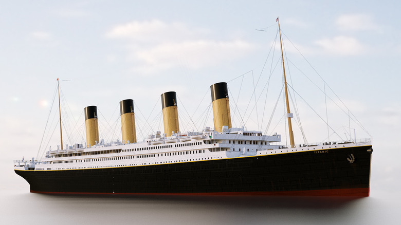 Rendering of Titanic on the sea