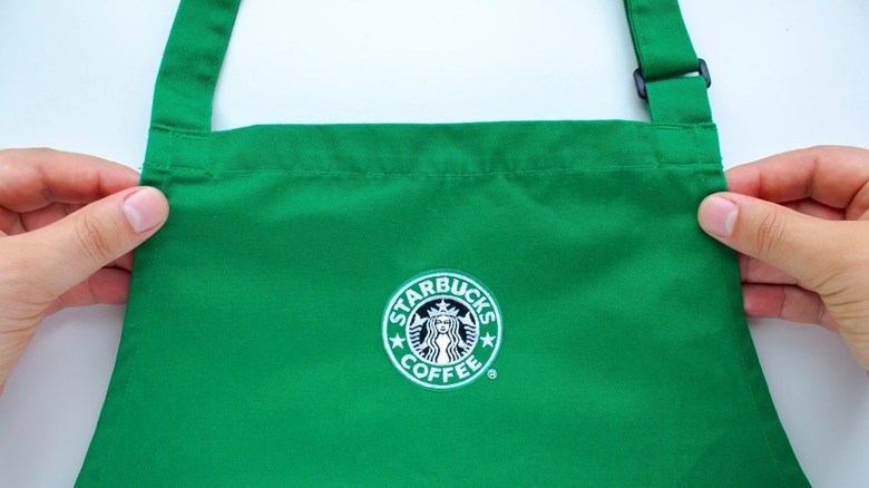 green Starbucks employee apron