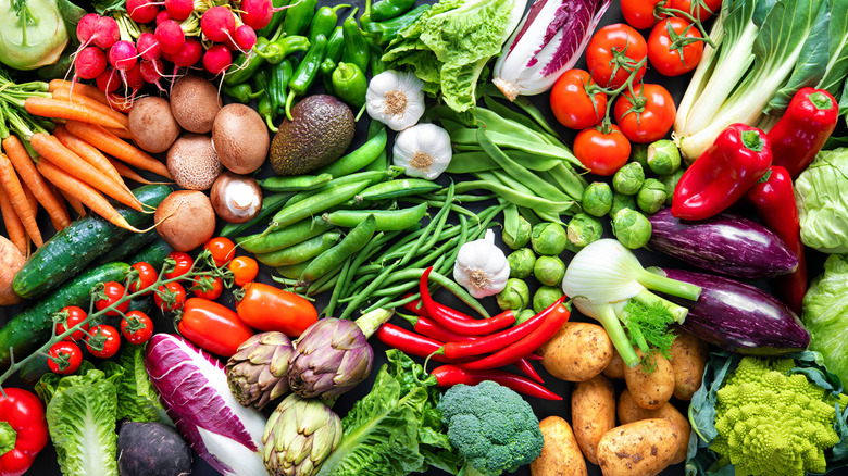 A spread of colorful fresh vegetables