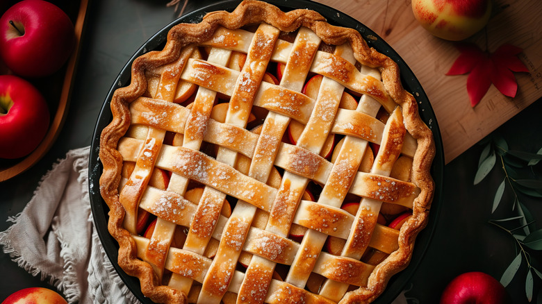 Apple pie with a golden crust