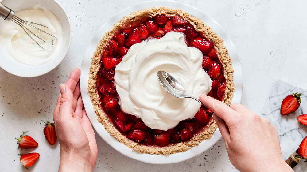 Whipped cream on pie