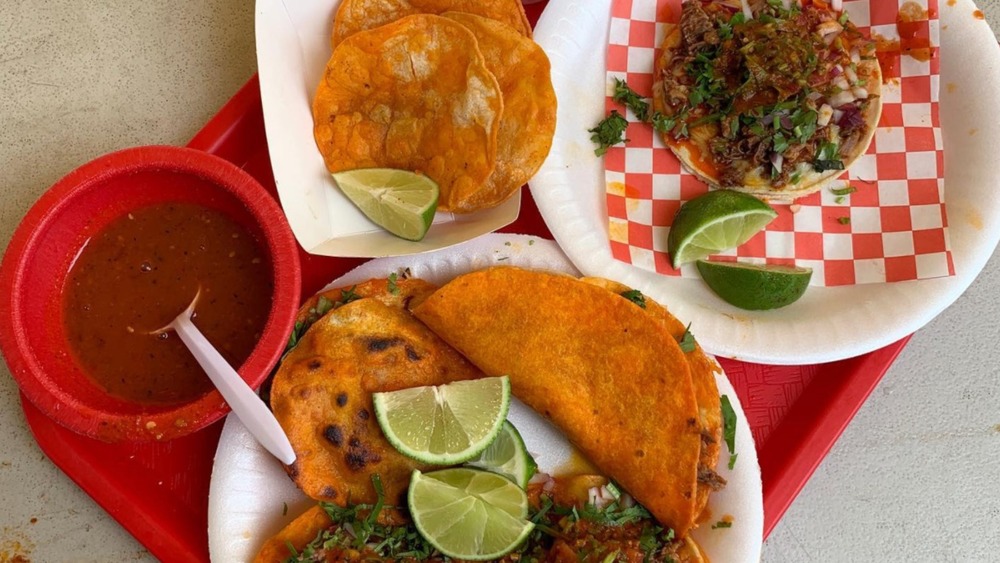 Birria taco spread with tray