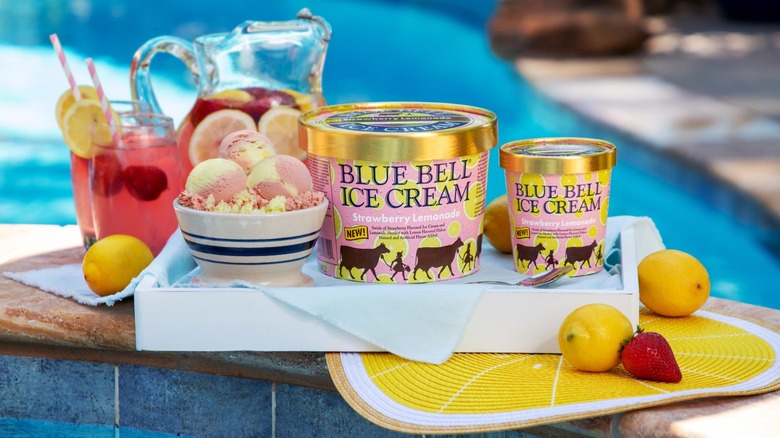 Blue Bell Strawberry Lemonade ice cream on a platter